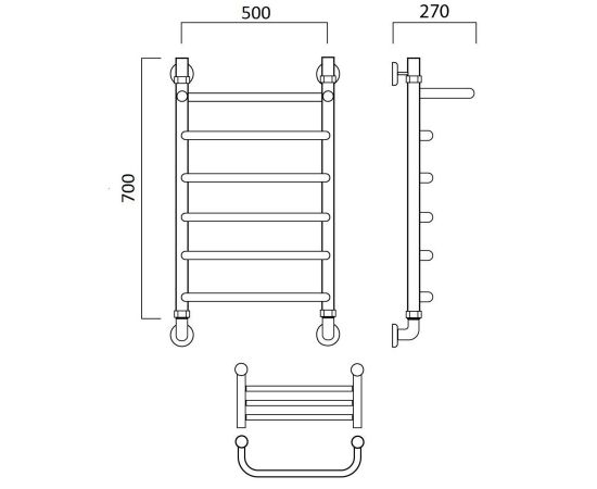 Полотенцесушитель водяной СКОБА с полкой 70х50 Aquanerzh 004-0A7050_, изображение 2
