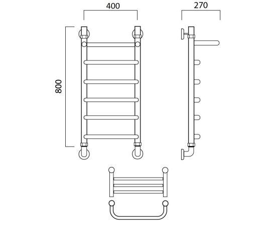 Полотенцесушитель водяной СКОБА с полкой 80х40 Aquanerzh 004-0A8040_, изображение 2
