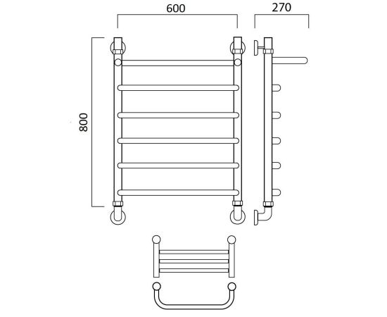 Полотенцесушитель водяной СКОБА с полкой 80х60 Aquanerzh 004-0A8060_, изображение 2