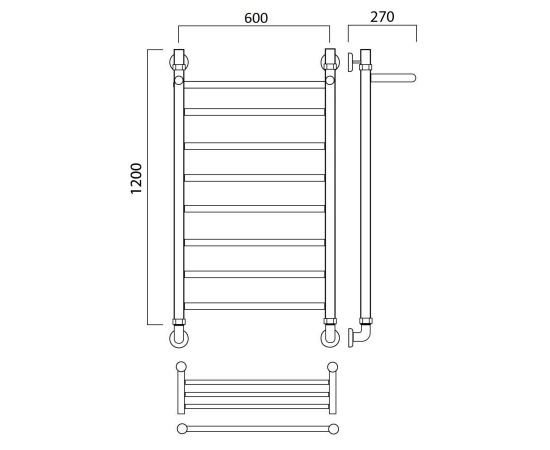 Полотенцесушитель водяной ПРЯМАЯ с полкой 120х60 Aquanerzh 005-00A12060_, изображение 2