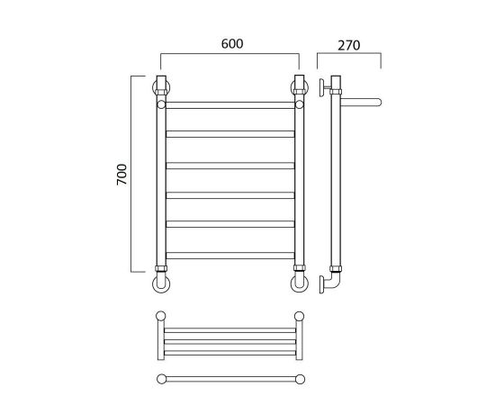 Полотенцесушитель водяной ПРЯМАЯ с полкой 70х60 Aquanerzh 005-00A7060_, изображение 2