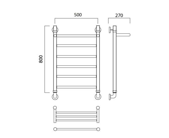 Полотенцесушитель водяной ПРЯМАЯ с полкой 80х50 Aquanerzh 005-00A8050_, изображение 2