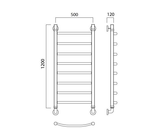 Полотенцесушитель водяной ДУГА 120х50 Aquanerzh 01-00A12050_, изображение 2