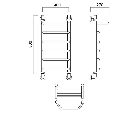 Полотенцесушитель водяной ТРАПЕЦИЯ с полкой 80х40 Aquanerzh 04-00A8040_, изображение 2