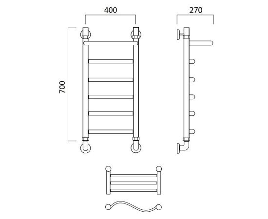 Полотенцесушитель водяной ВОЛНА с полкой 70х40 Aquanerzh 05-17A7040_, изображение 2