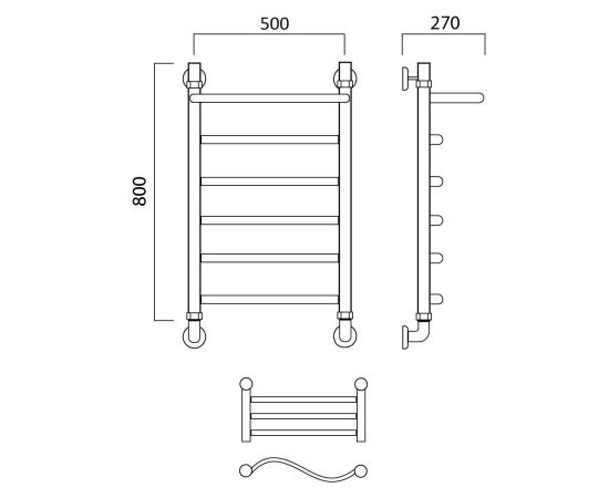 Полотенцесушитель водяной ВОЛНА с полкой 80х50 Aquanerzh 05-17A8050_, изображение 2