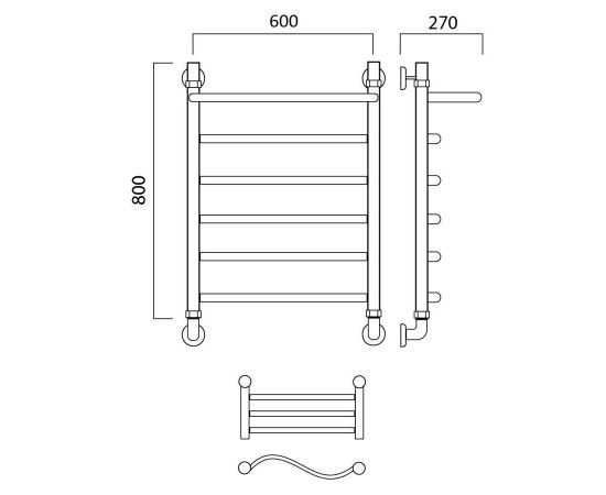 Полотенцесушитель водяной ВОЛНА с полкой 80х60 Aquanerzh 05-17A8060_, изображение 2