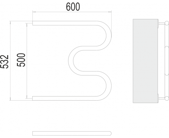 Полотенцесушитель водяной Terminus М-образный  1" БШ 500х600_, изображение 3
