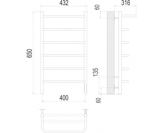 Полотенцесушитель электрический Terminus Полка П6 400х650_, изображение 3