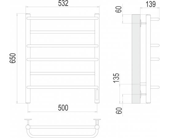 Полотенцесушитель электрический Terminus Евромикс П6 500х650_, изображение 3