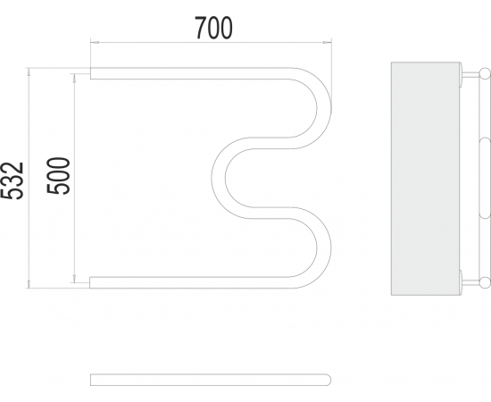 Полотенцесушитель водяной Terminus М-образный  1" БШ 500х700_, изображение 3