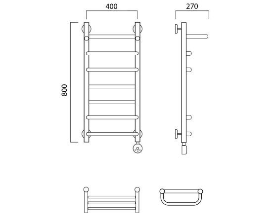 Полотенцесушитель электрический СКОБА-ПРЯМАЯ с полкой 80х40 ПРАВЫЙ Aquanerzh 00-01A8040_R_, изображение 2