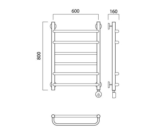 Полотенцесушитель электрический СКОБА-ПРЯМАЯ 80х60 ПРАВЫЙ Aquanerzh 00-03A8060_R_, изображение 2