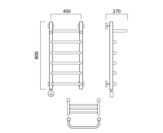 Полотенцесушитель электрический СКОБА с полкой 80х40 ЛЕВЫЙ Aquanerzh 00-07A8040_L_, изображение 2