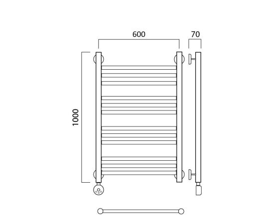 Полотенцесушитель электрический ПРЯМАЯ групповая 100х60 ЛЕВЫЙ Aquanerzh 00-12A10060_L_, изображение 2