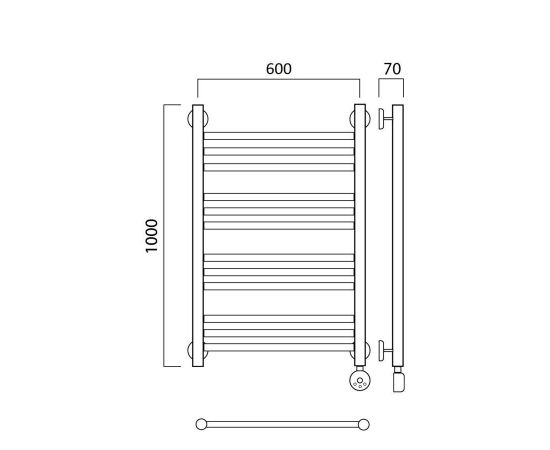 Полотенцесушитель электрический ПРЯМАЯ групповая 100х60 ПРАВЫЙ Aquanerzh 00-12A10060_R_, изображение 2