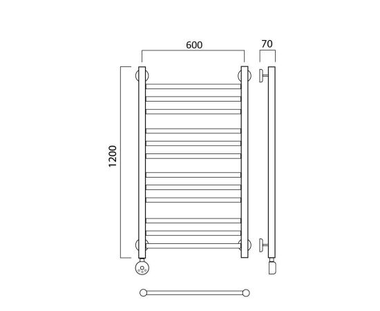 Полотенцесушитель электрический ПРЯМАЯ групповая 120х60 ЛЕВЫЙ Aquanerzh 00-12A12060_L_, изображение 2