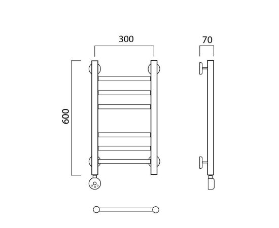 Полотенцесушитель электрический ПРЯМАЯ групповая 60х30 ЛЕВЫЙ Aquanerzh 00-12A6030_L_, изображение 2