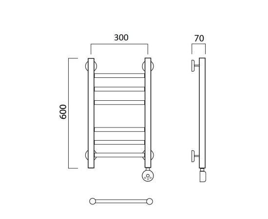 Полотенцесушитель электрический ПРЯМАЯ групповая 60х30 ПРАВЫЙ Aquanerzh 00-12A6030_R_, изображение 2