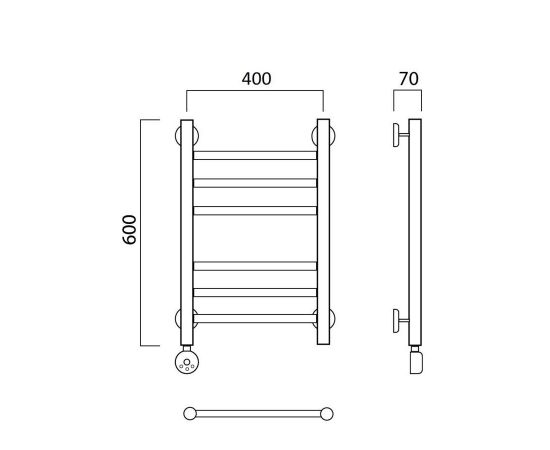 Полотенцесушитель электрический ПРЯМАЯ групповая 60х40 ЛЕВЫЙ Aquanerzh 00-12A6040_L_, изображение 2
