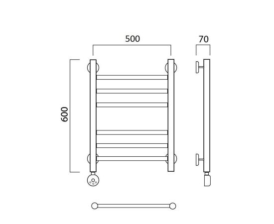 Полотенцесушитель электрический ПРЯМАЯ групповая 60х50 ЛЕВЫЙ Aquanerzh 00-12A6050_L_, изображение 2