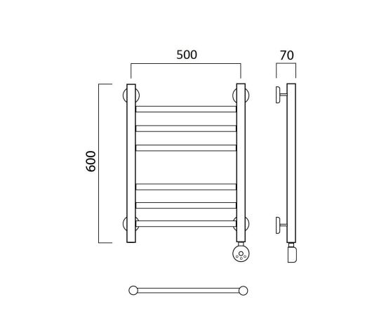 Полотенцесушитель электрический ПРЯМАЯ групповая 60х50 ПРАВЫЙ Aquanerzh 00-12A6050_R_, изображение 2