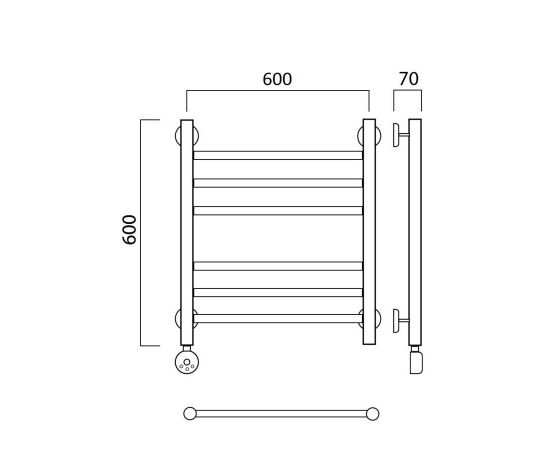 Полотенцесушитель электрический ПРЯМАЯ групповая 60х60 ЛЕВЫЙ Aquanerzh 00-12A6060_L_, изображение 2