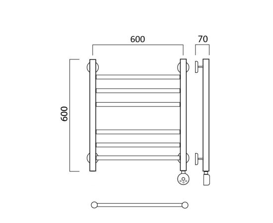 Полотенцесушитель электрический ПРЯМАЯ групповая 60х60 ПРАВЫЙ Aquanerzh 00-12A6060_R_, изображение 2