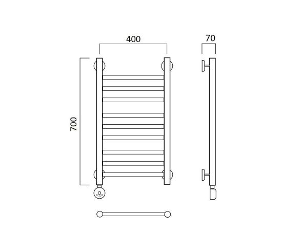 Полотенцесушитель электрический ПРЯМАЯ групповая 70х40 ЛЕВЫЙ Aquanerzh 00-12A7040_L_, изображение 2