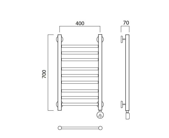 Полотенцесушитель электрический ПРЯМАЯ групповая 70х40 ПРАВЫЙ Aquanerzh 00-12A7040_R_, изображение 2