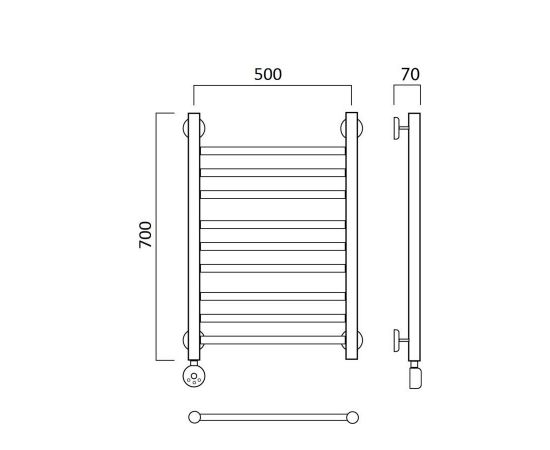 Полотенцесушитель электрический ПРЯМАЯ групповая 70х50 ЛЕВЫЙ Aquanerzh 00-12A7050_L_, изображение 2