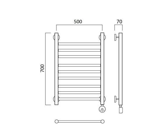 Полотенцесушитель электрический ПРЯМАЯ групповая 70х50 ПРАВЫЙ Aquanerzh 00-12A7050_R_, изображение 2
