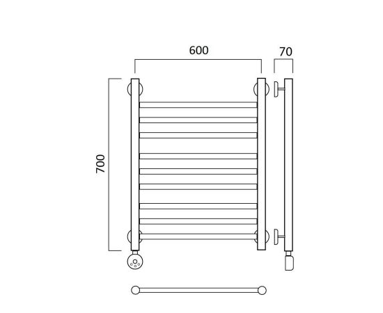 Полотенцесушитель электрический ПРЯМАЯ групповая 70х60 ЛЕВЫЙ Aquanerzh 00-12A7060_L_, изображение 2