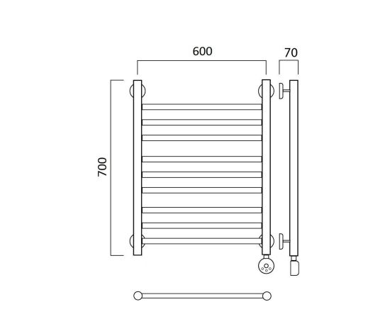 Полотенцесушитель электрический ПРЯМАЯ групповая 70х60 ПРАВЫЙ Aquanerzh 00-12A7060_R_, изображение 2