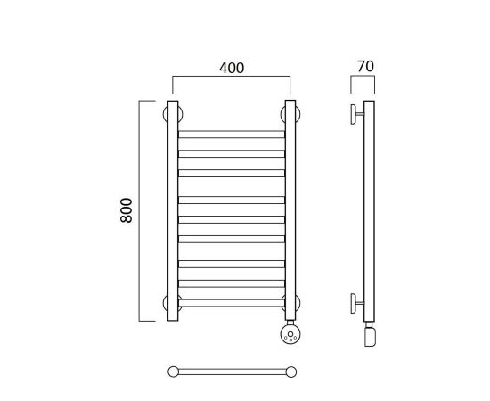 Полотенцесушитель электрический ПРЯМАЯ групповая 80х40 ПРАВЫЙ Aquanerzh 00-12A8040_R_, изображение 2
