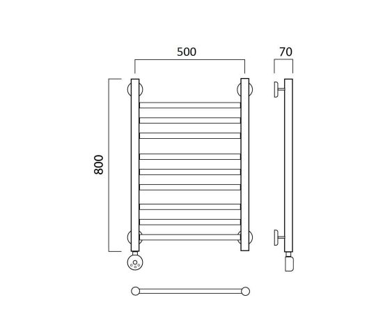 Полотенцесушитель электрический ПРЯМАЯ групповая 80х50 ЛЕВЫЙ Aquanerzh 00-12A8050_L_, изображение 2