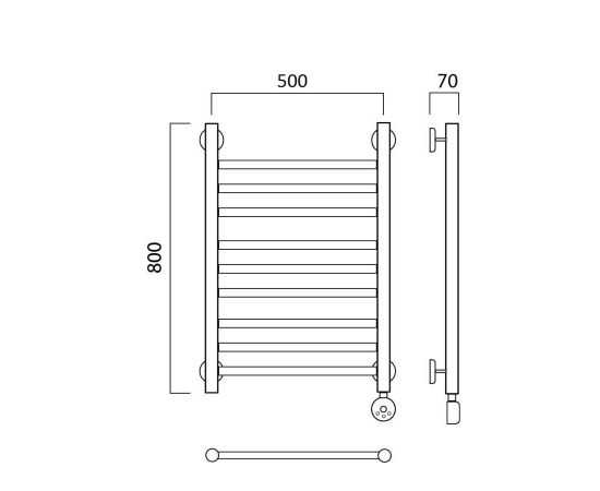 Полотенцесушитель электрический ПРЯМАЯ групповая 80х50 ПРАВЫЙ Aquanerzh 00-12A8050_R_, изображение 2