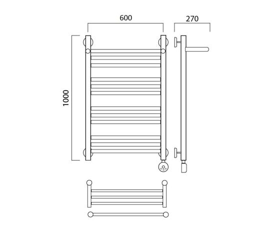 Полотенцесушитель электрический ПРЯМАЯ групповая с полкой 100х60 ПРАВЫЙ Aquanerzh 00-20A10060_R_, изображение 2