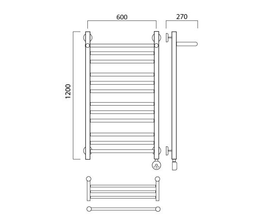 Полотенцесушитель электрический ПРЯМАЯ групповая с полкой 120х60 ПРАВЫЙ Aquanerzh 00-20A12060_R_, изображение 2