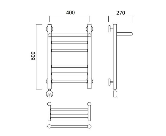 Полотенцесушитель электрический ПРЯМАЯ групповая с полкой 60х40 ЛЕВЫЙ Aquanerzh 00-20A6040_L_, изображение 2