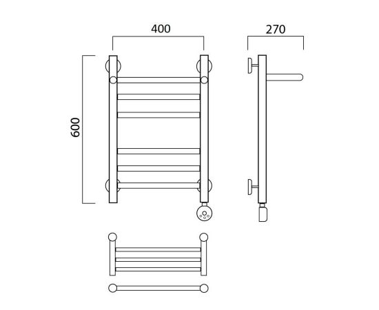 Полотенцесушитель электрический ПРЯМАЯ групповая с полкой 60х40 ПРАВЫЙ Aquanerzh 00-20A6040_R_, изображение 2