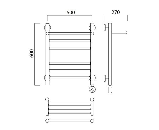 Полотенцесушитель электрический ПРЯМАЯ групповая с полкой 60х50 ПРАВЫЙ Aquanerzh 00-20A6050_R_, изображение 2