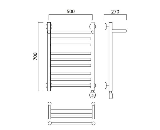 Полотенцесушитель электрический ПРЯМАЯ групповая с полкой 70х50 ПРАВЫЙ Aquanerzh 00-20A7050_R_, изображение 2