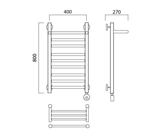 Полотенцесушитель электрический ПРЯМАЯ групповая с полкой 80х40 ПРАВЫЙ Aquanerzh 00-20A8040_R_, изображение 2