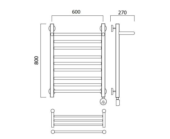 Полотенцесушитель электрический ПРЯМАЯ групповая с полкой 80х60 ПРАВЫЙ Aquanerzh 00-20A8060_R_, изображение 2