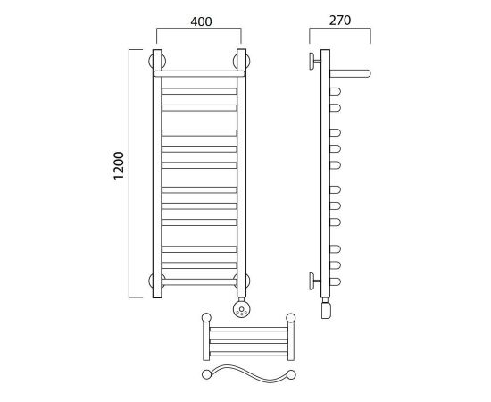 Полотенцесушитель электрический ВОЛНА групповая с полкой 120х40 ПРАВЫЙ Aquanerzh 00-22A12040_R_, изображение 2