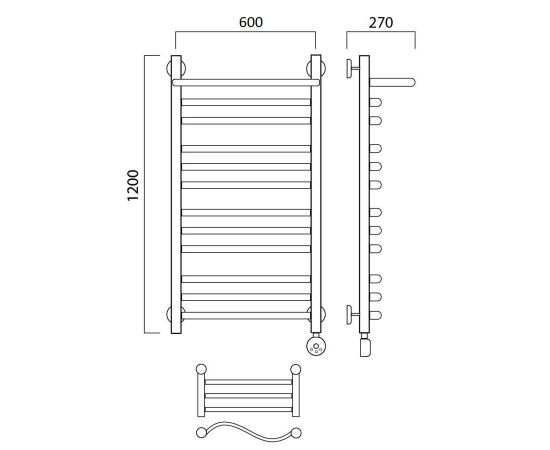 Полотенцесушитель электрический ВОЛНА групповая с полкой 120х60 ПРАВЫЙ Aquanerzh 00-22A12060_R_, изображение 2