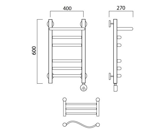 Полотенцесушитель электрический ВОЛНА групповая с полкой 60х40 ПРАВЫЙ Aquanerzh 00-22A6040_R_, изображение 2