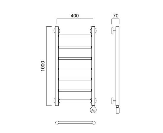 Полотенцесушитель электрический ПРЯМАЯ 100х40 ПРАВЫЙ Aquanerzh 000-10A10040_R_, изображение 2