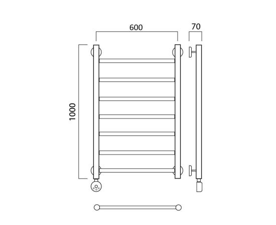 Полотенцесушитель электрический ПРЯМАЯ 100х60 ЛЕВЫЙ Aquanerzh 000-10A10060_L_, изображение 2